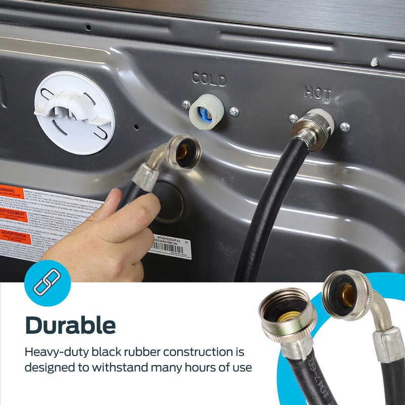 Eastman 5 ft Rubber Washing Machine Hose with Elbow, 3/4 in FHT x 3/4 in FHT, Black, 60333N - Image 5